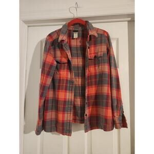 Patagonia Womens Flannel Shirt Orange Plaid S